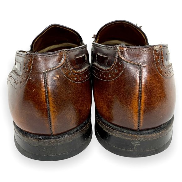 10 Vintage Johnston & Murphy Windsor Brown Leather Wingtip Tassel Loafer Shoes - Picture 4 of 10